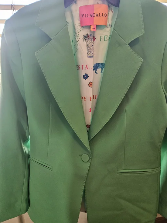VilaGallo Green Womens Single-Button Blazer - Picture 12 of 12